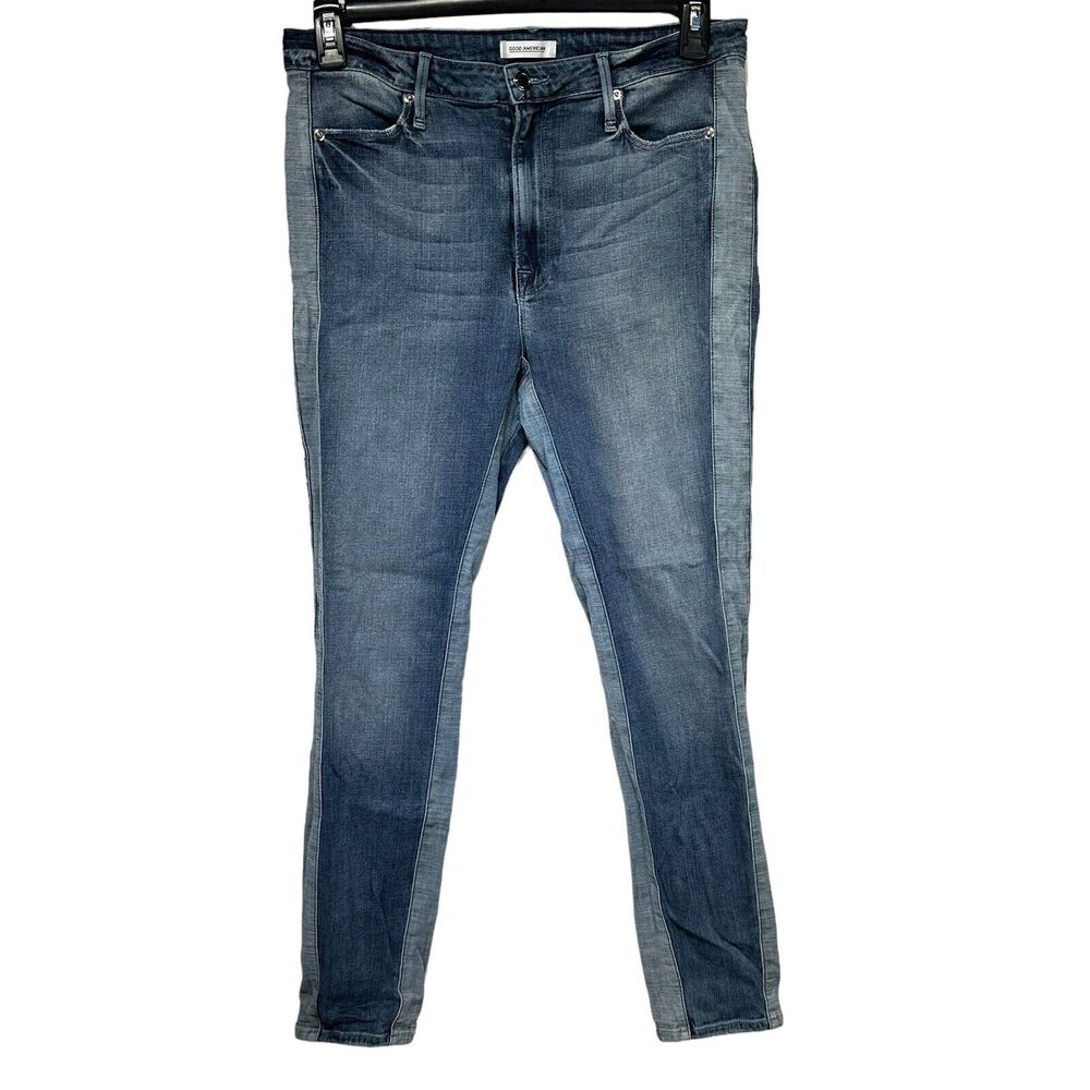 good american good waist jeans Two Tone side Leg stripe Stretch size 12/31